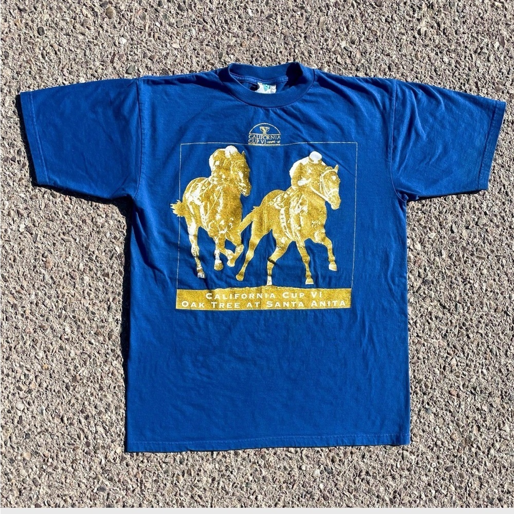 Vtg 1995 California Cup VI Oak Tree Santa Anita Horse Racing T-shirt L